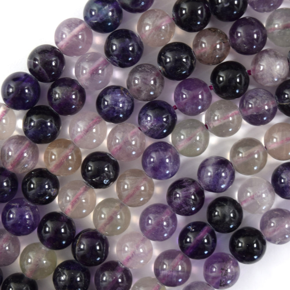 Natural Purple Fluorite Round Beads Gemstone 15" Strand 6mm 8mm 10mm S2