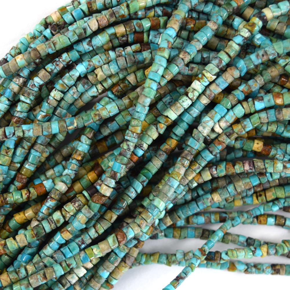 Natural Brown Green Blue Turquoise Heishi Disc Beads 15.5" Strand 3mm 4mm 5mm