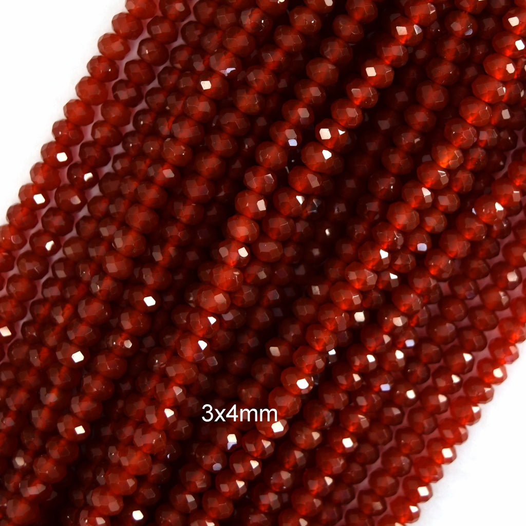 AA Faceted Red Carnelian Rondelle Button Beads 15.5" Strand 3mm 4mm 8mm - Eagle Beadz
