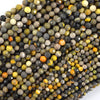 Natural Faceted Black Yellow Jasper Round Beads 15.5