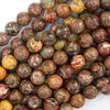 Natural Red Leopard Skin Jasper Round Beads 15