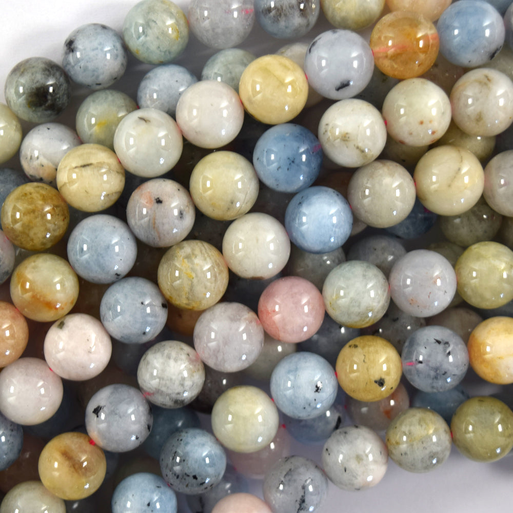 Natural Multicolor Morganite Round Beads Gemstone 15.5" Beryl 6mm 8mm 10mm S2