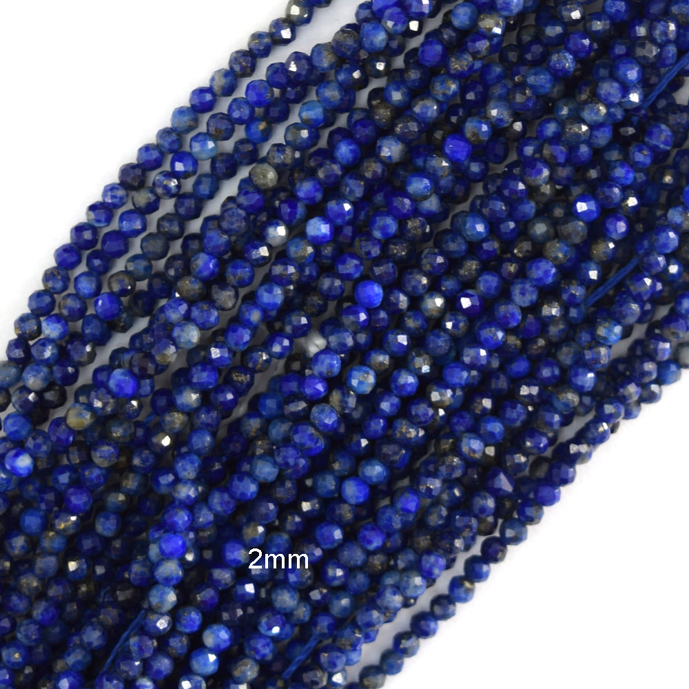 Faceted Blue Lapis Lazuli Round Beads 15" Strand 2mm 3mm 4mm 6mm 8mm 10mm - Eagle Beadz