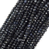 Natural Genuine Faceted Blue Sapphire Round Beads Gemstone 15.5