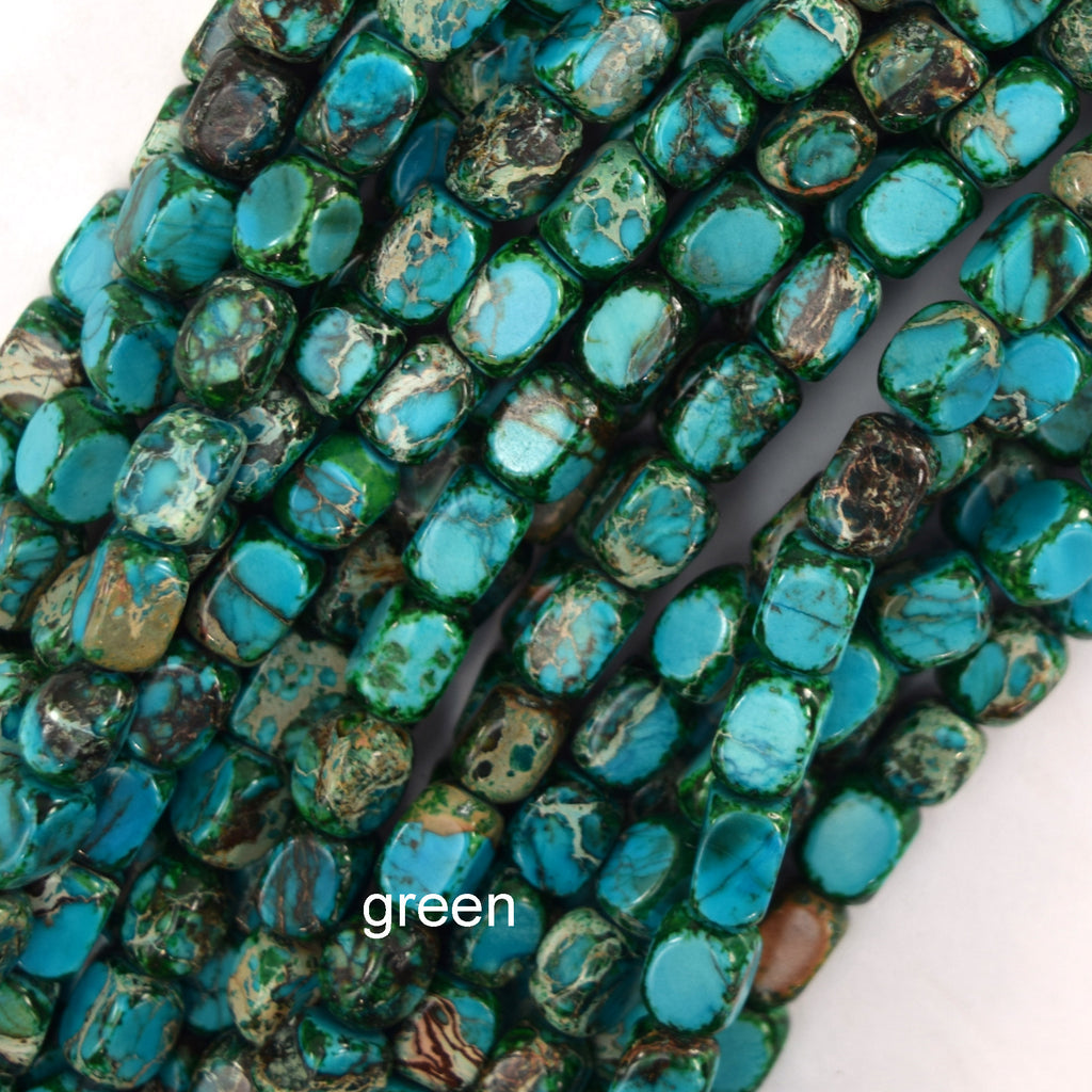 5x7mm Sea Sediment Jasper Pebble Nugget Beads 15" Strand Blue Red Green Purple