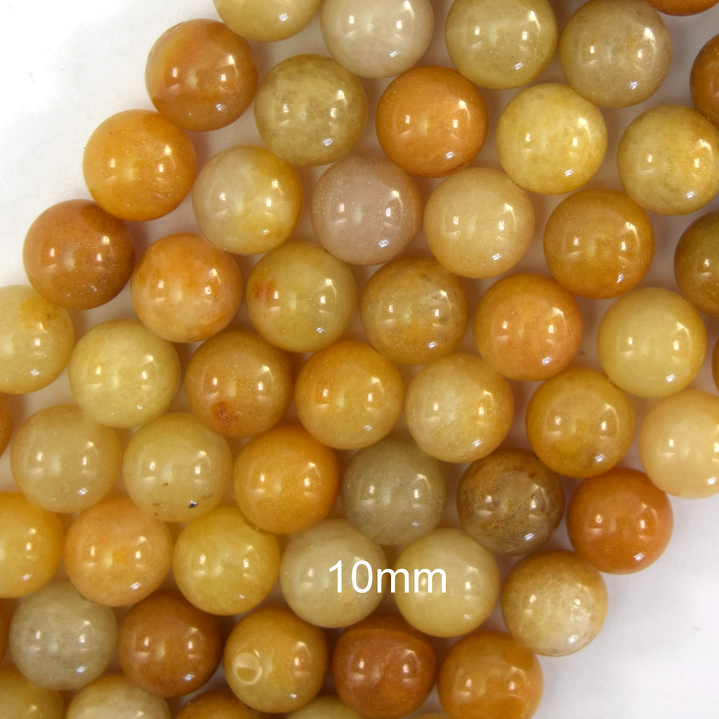 Natural Yellow Jade Round Beads Gemstone 15" Strand 6mm 8mm 10mm