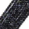 Natural Genuine Faceted Blue Sapphire Round Beads Gemstone 15.5