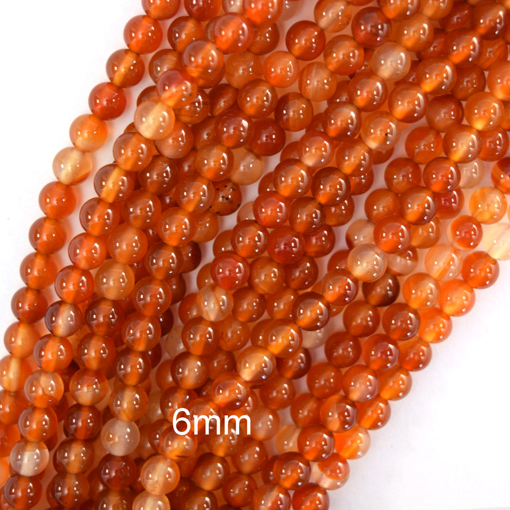 Natural Carnelian Round Beads Gemstone 15" Strand 4mm 6mm 8mm 10mm 12mm S1
