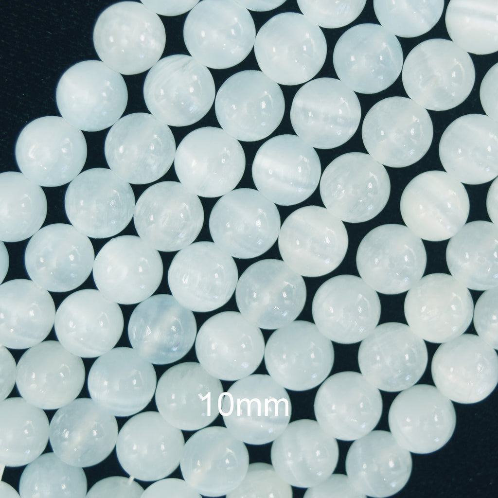 Genuine Light Blue Selenite Round Beads Gemstone 15.5" Strand 6mm 8mm 10mm