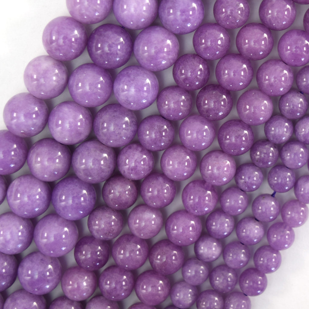 Purple Lepidolite Colored Quartz Round Beads 15.5“ Strand 6mm 8mm 10mm