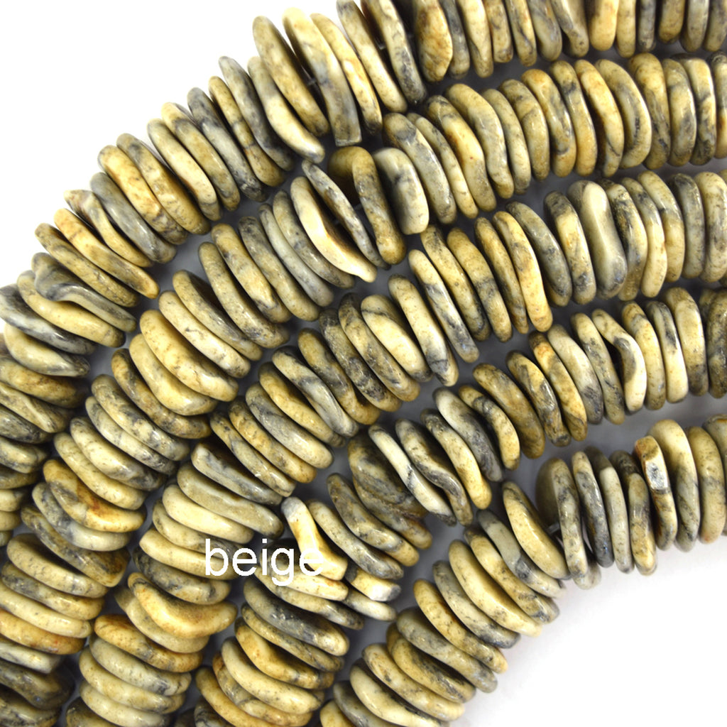 10mm - 18mm Graduated Turquoise Disc Button Beads 15.5" Blue Brown Green Red