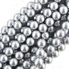 Silver Shell Pearl Round Beads Gemstone 15.5
