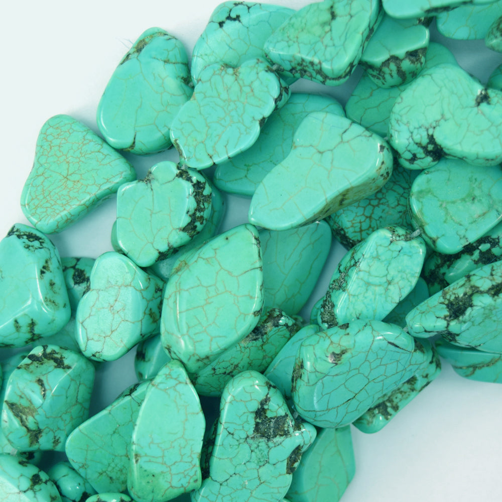 16mm - 25mm green turquoise freeform slab slice nugget beads 15.5" strand