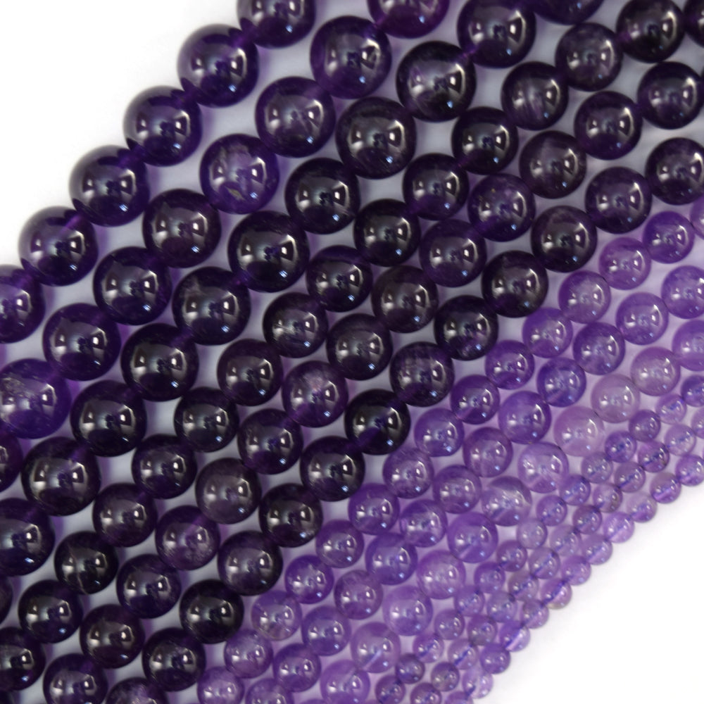 Natural Purple Amethyst Round Beads Gemstone 15" Strand 4mm 6mm 8mm 10mm S1