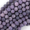 Natural Matte Purple Lepidolite Round Beads 15.5