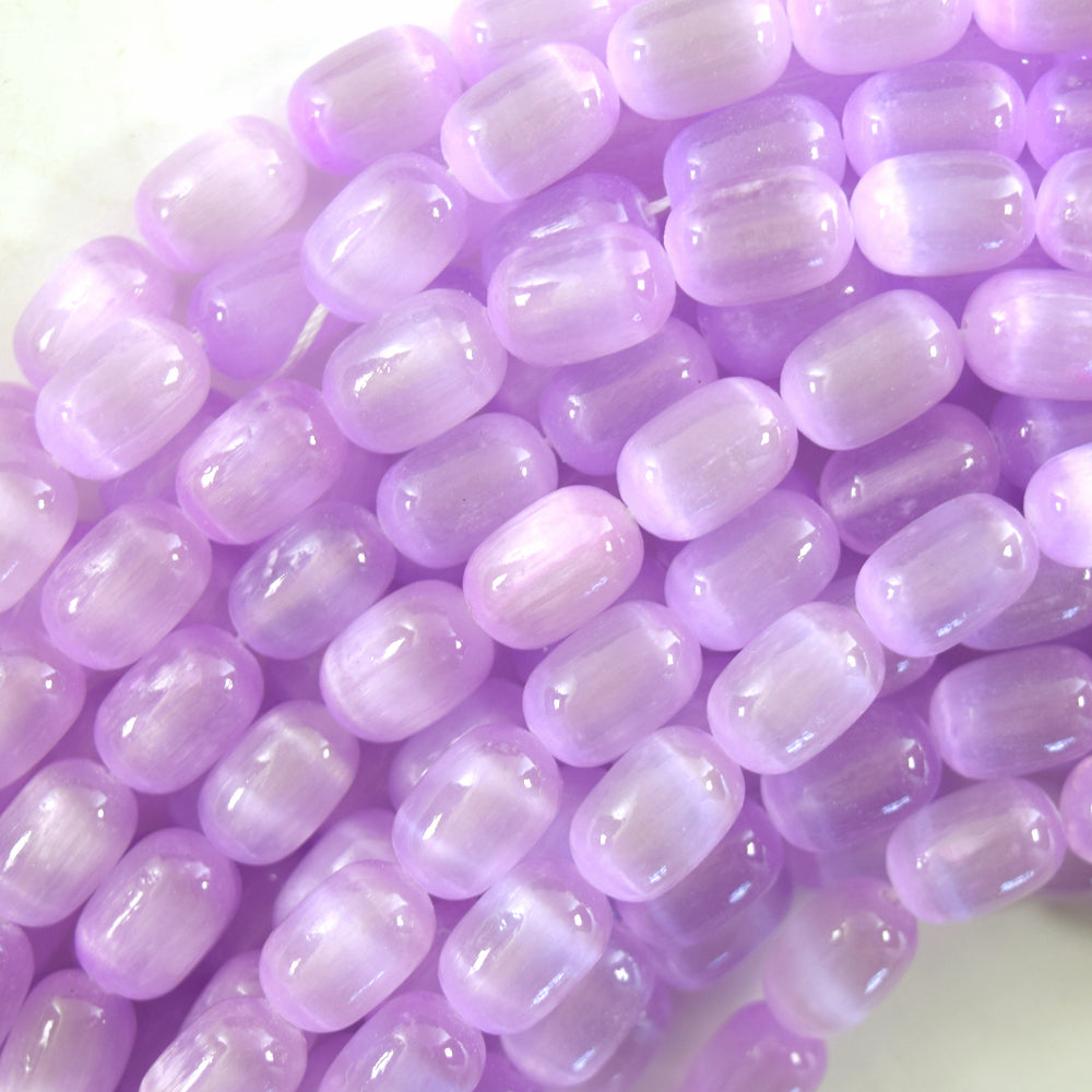 8x12mm Genuine Selenite Drum Barrel Beads Gemstone 15.5" Strand