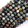 Natural Brown Gray Hawk Eye Round Beads 15.5