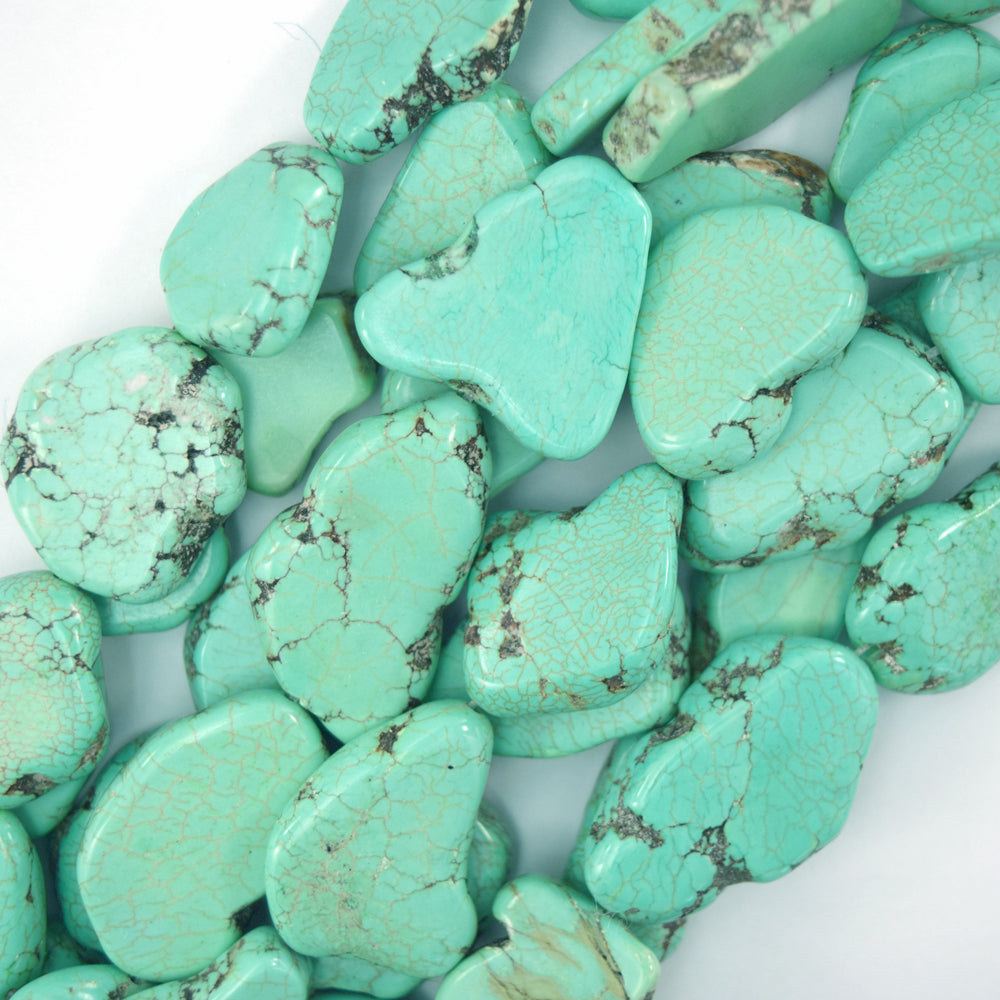 22mm - 30mm green turquoise freeform slab slice nugget beads 15.5" strand