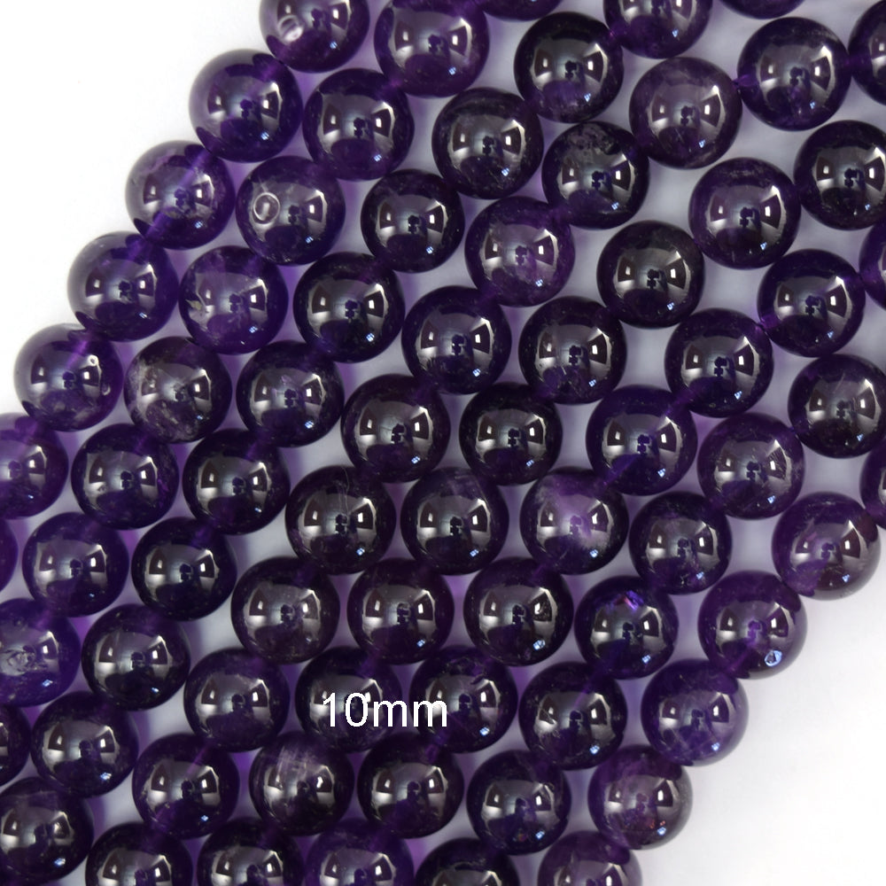 Natural Purple Amethyst Round Beads Gemstone 15" Strand 4mm 6mm 8mm 10mm S1