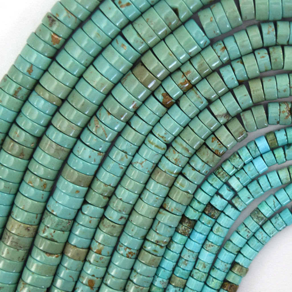 Greenish Blue Turquoise Heishi Disc Beads Gemstone 15" Strand 4mm 6mm 8mm - Eagle Beadz