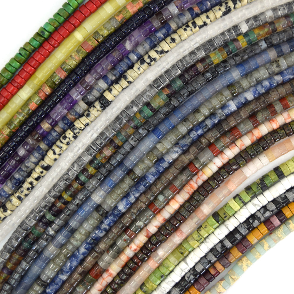 2x4mm Natural Various Gemstones Heishi Disc Beads 15" Strand 4mm - Eagle Beadz