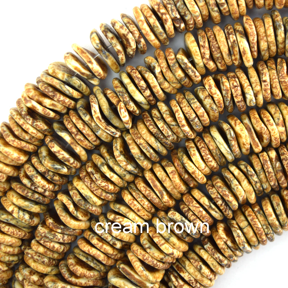 10mm - 18mm Graduated Turquoise Disc Button Beads 16" Blue Brown Green Red