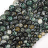 Rare Natural Pyrite In Blue Green Jade Round Beads 15