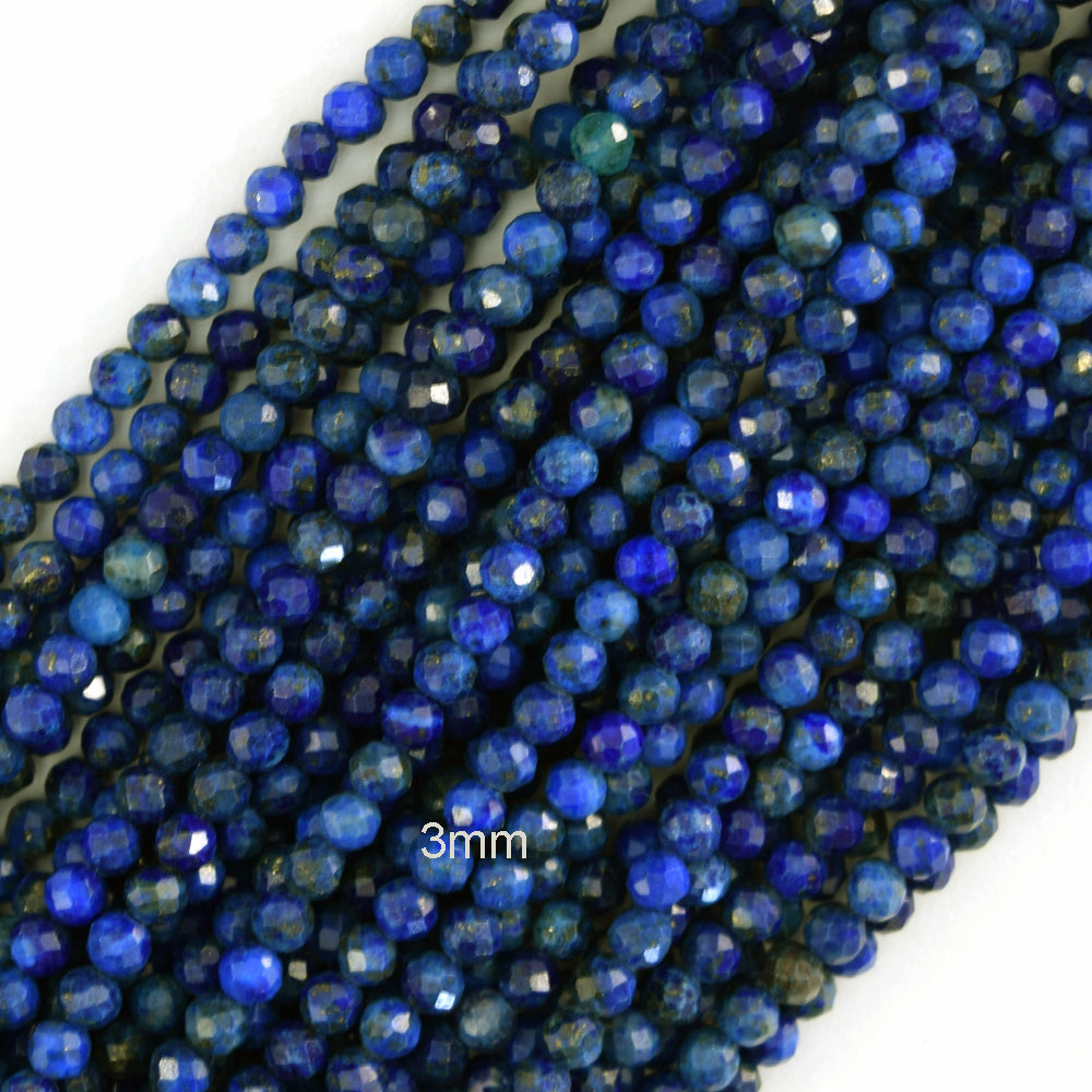 Faceted Blue Lapis Lazuli Round Beads 15" Strand 2mm 3mm 4mm 6mm 8mm 10mm - Eagle Beadz