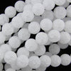 Matte White Cracked Crystal Round Beads Gemstone 15