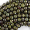 Natural Faceted Dragon Blood Jasper Round Beads Gemstone 14.5