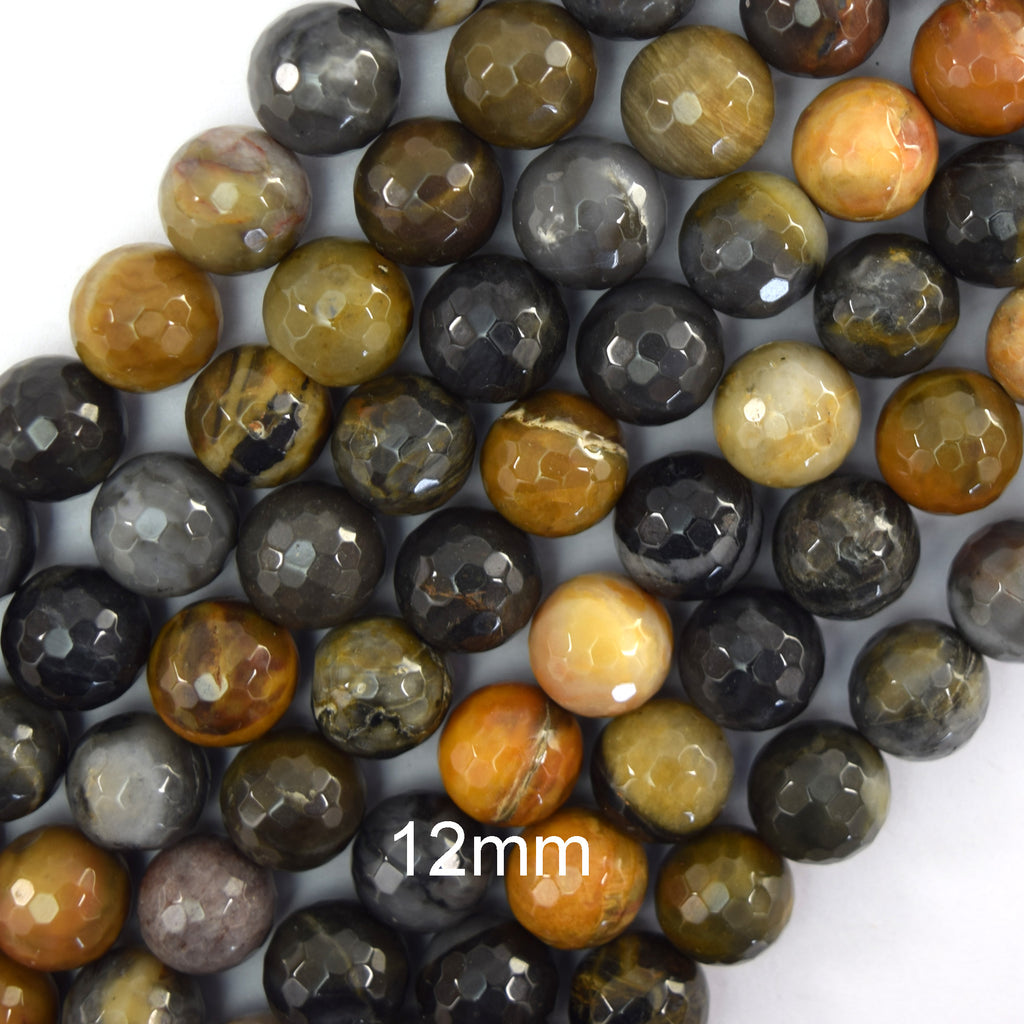 Natural Faceted Multicolor Agate Round Beads 15" Strand 8mm 12mm S2