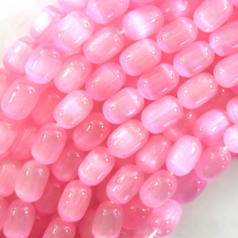 8x12mm Genuine Selenite Drum Barrel Beads Gemstone 15.5" Strand