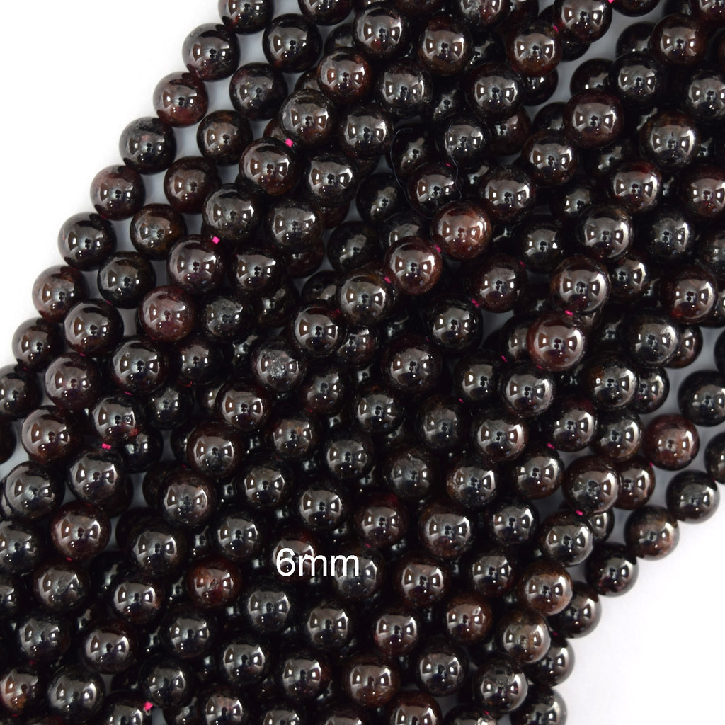 Natural Red Garnet Round Beads Gemstone 15" Strand 4mm 6mm 8mm 10mm - Eagle Beadz