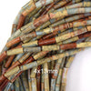 13mm natural brown blue snake skin jasper tube cylinder beads 15.5