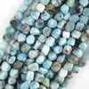 Natural Blue Larimar Cube Pebble Nugget Beads 15