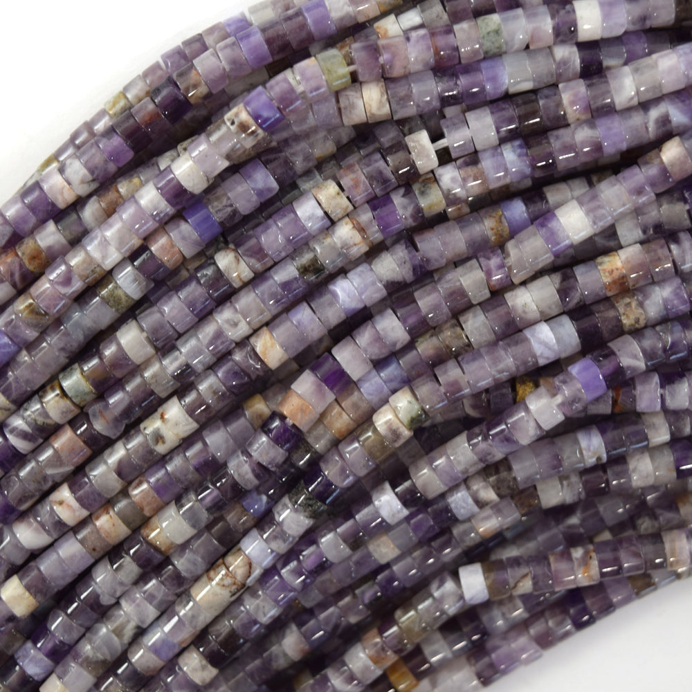 2x4mm natural multicolor amethyst heishi disc beads 15.5" strand 4mm S3