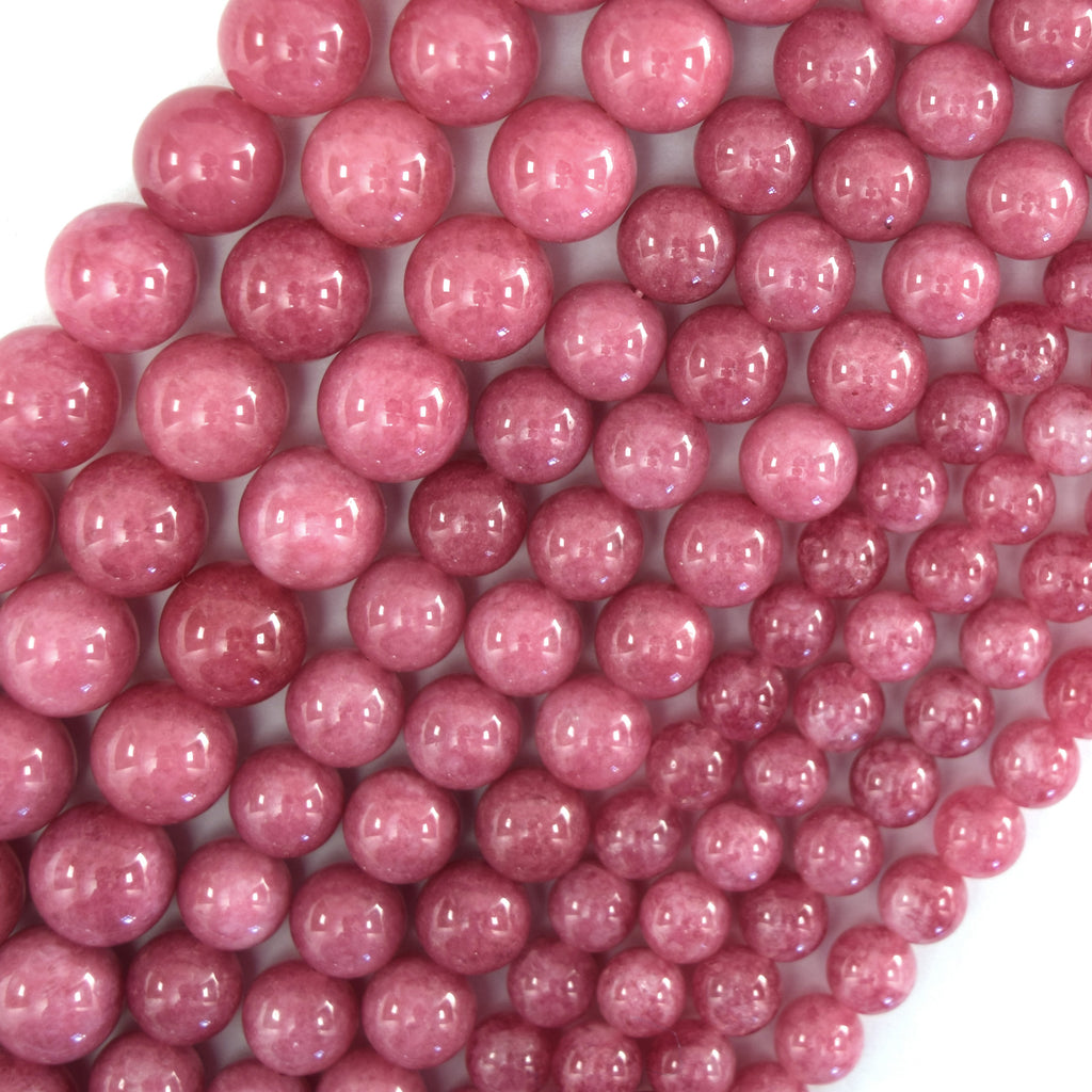 Ruby Pink Colored Quartz Round Beads Gemstone 15" Strand 6mm 8mm 10mm - Eagle Beadz