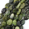 18mm natural Canadian green jade flat oval beads 16