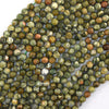 Natural Faceted Rainforest Green Rhyolite Round Beads 15