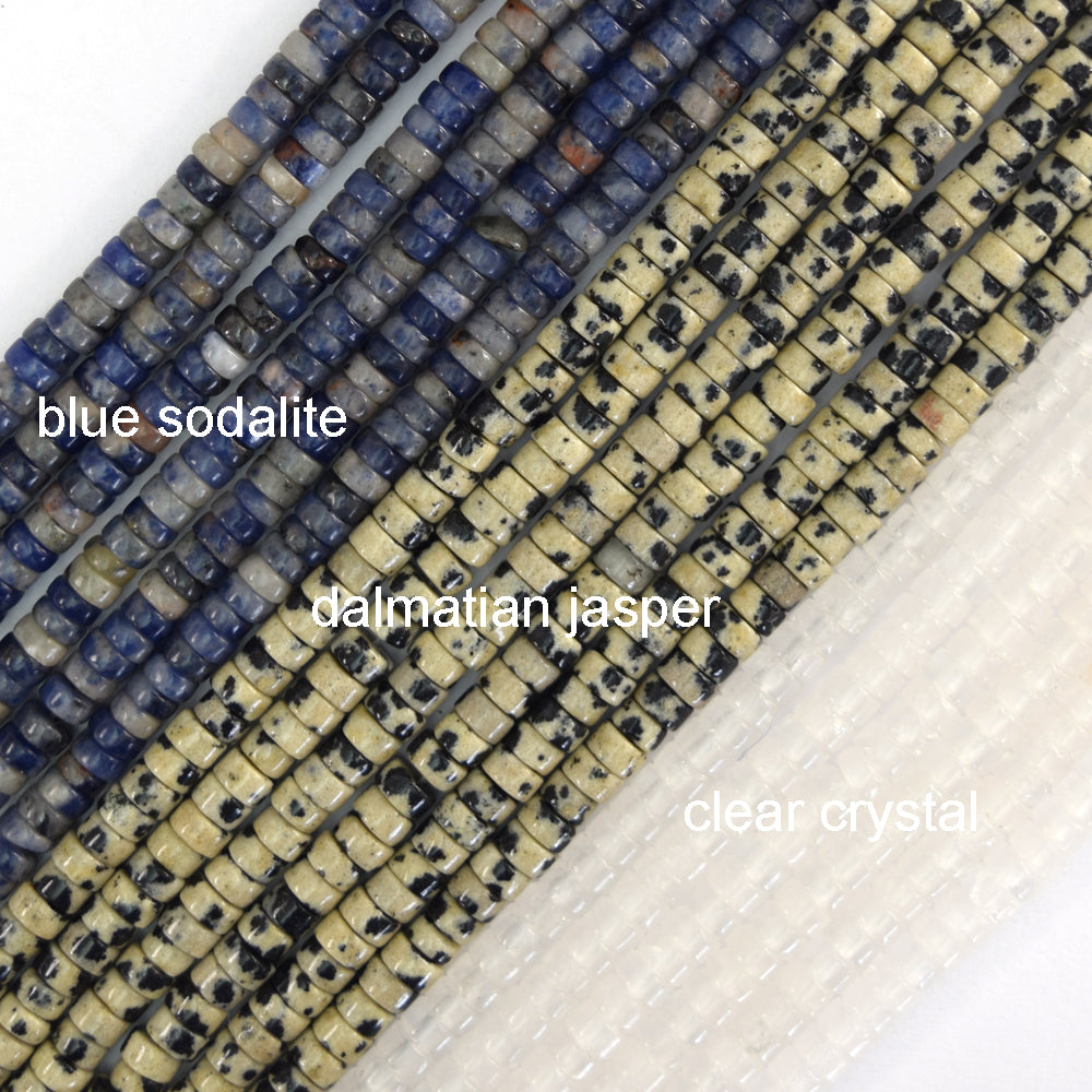 2x4mm Natural Various Gemstones Heishi Disc Beads 15" Strand 4mm - Eagle Beadz