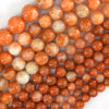 Natural Orange Calcite Round Beads Gemstone 15.5