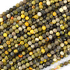 Natural Faceted Yellow Bumble bee Jasper Round Beads 15.5