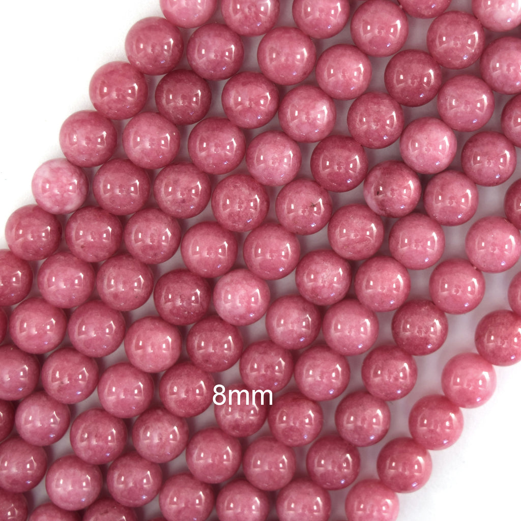Ruby Pink Colored Quartz Round Beads Gemstone 15" Strand 6mm 8mm 10mm - Eagle Beadz