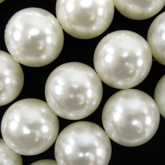 2mm Hole Off White Plastic Pearl Round Beads Gemstone 15" Strand 18mm 20mm 22mm
