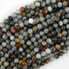 Natural Brown Gray Hawk Eye Round Beads 15.5