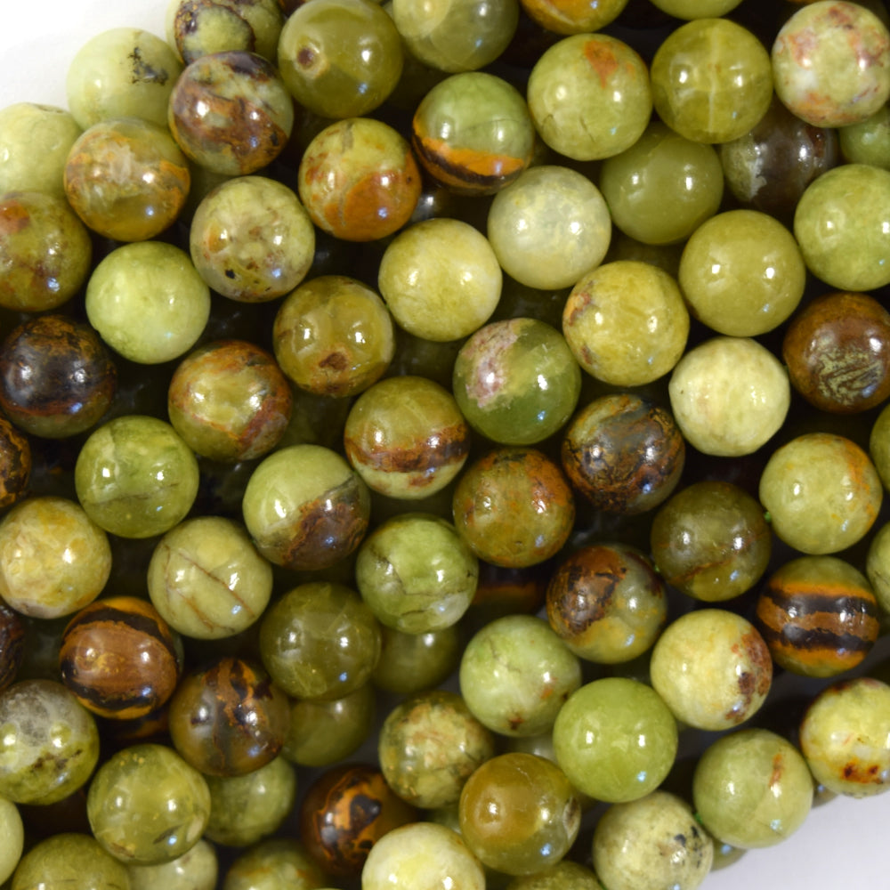 Natural Lemon Green Opal Round Beads Gemstone 15" Strand 6mm 8mm 10mm S1