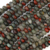 Natural African Blood Agate Rondelle Button Beads 15