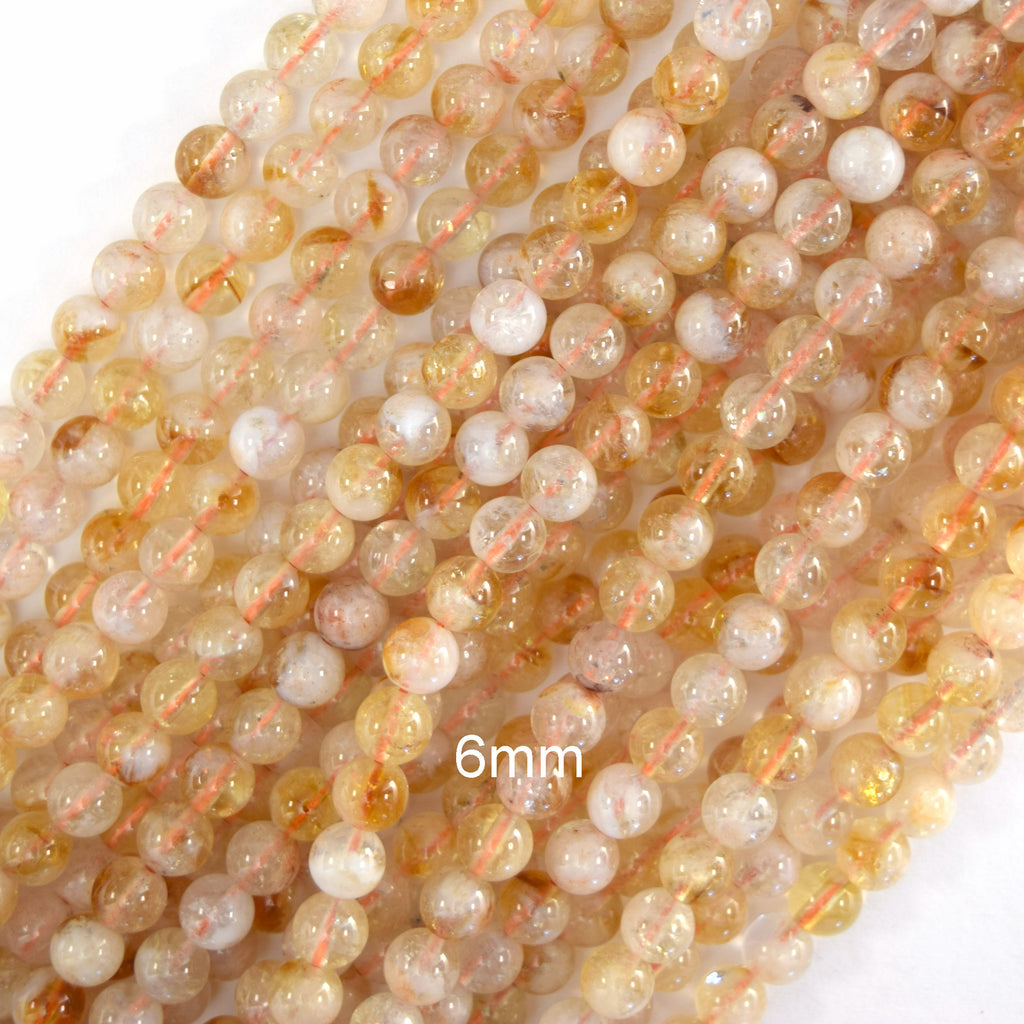 A grade Natural Yellow Citrine Round Beads 15" Strand 4mm 6mm 8mm 10mm 12mm S1 - Eagle Beadz