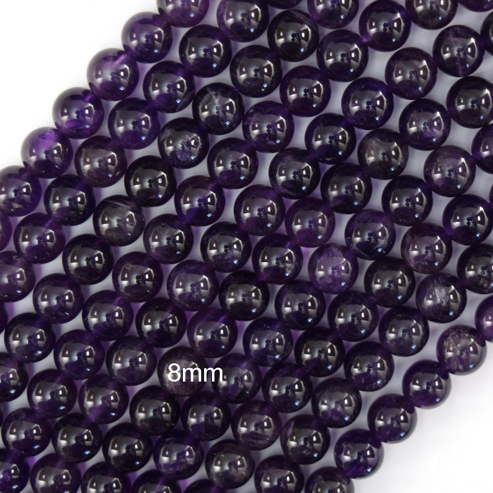 Natural Purple Amethyst Round Beads Gemstone 15" Strand 4mm 6mm 8mm 10mm S1