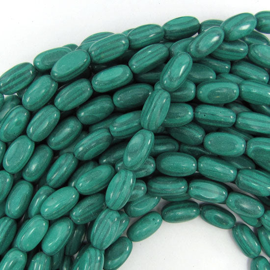 8x14mm synthetic green malachite barrel beads 15" strand
